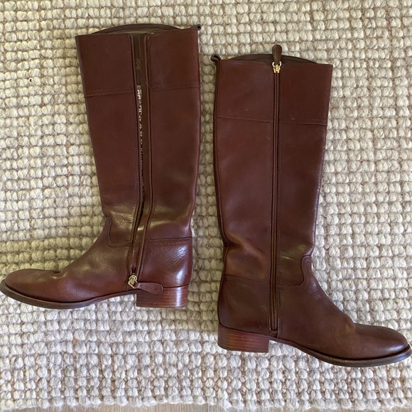 Tory Burch Kiernan Brown Riding Boots - Picture 2 of 5